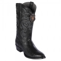 New Arrivals Los Altos Men's Black Lizard Cowboy Boots R-Toe | Black