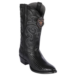 New Arrivals Los Altos Men's Black Lizard Cowboy Boots R-Toe | Black