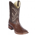 New Arrivals Los Altos Men's Brown Ostrich Square Toe Cowboy Boots | Brown