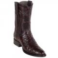 New Arrivals Los Altos Men's Black Cherry Roper Ostrich Western Boots | Black Cherry