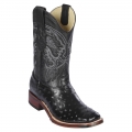 New Arrivals Los Altos Men's Black Ostrich Square Toe Western Boots | Black