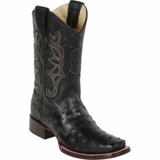New Arrivals Los Altos Men's Black Ostrich Square Toe Boots | Black