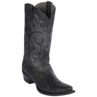 New Arrivals Los Altos Men's Ostrich Leg Snip Toe Western Boots | Black