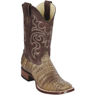 New Arrivals Los Altos Men's Sahara Stone Caiman Square Toe Boots | Stone