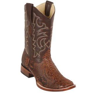 New Arrivals Los Altos Men's Brown Square Toe Western Boots Snakeskin | Porto Brown