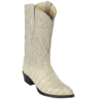 New Arrivals Los Altos Men's Winter White Caiman Tail Western Boots | Winter White
