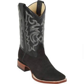 New Arrivals Los Altos Men's Black Suede Square Toe Western Boots | Black
