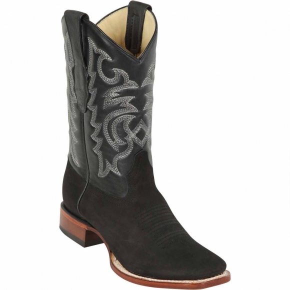 New Arrivals Los Altos Men's Black Suede Square Toe Western Boots | Black