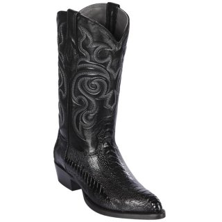 New Arrivals Los Altos Men's Black Ostrich Leg J-Toe Western Boots | Black