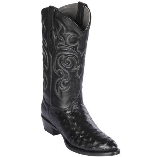 New Arrivals Los Altos Men's Black Ostrich Boots R-Toe | Black