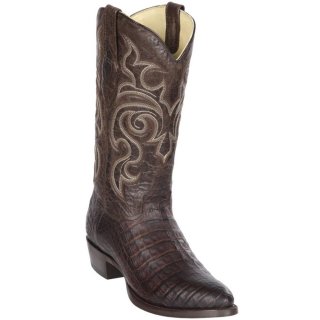 New Arrivals Los Altos Men's Caiman Belly Brown Round Toe Western Boots | Brown Greasy