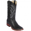 New Arrivals Los Altos Men's Bull Shoulder Black Square Toe Cowboy Boots | Black