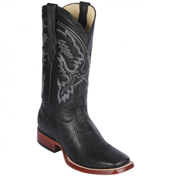 New Arrivals Los Altos Men's Bull Shoulder Black Square Toe Cowboy Boots | Black