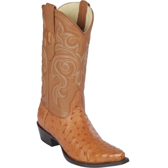 New Arrivals Los Altos Men's Cowboy Ostrich Boots Honey Snip Toe | Honey