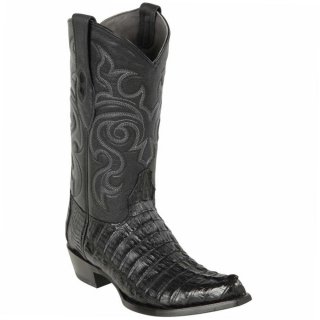 New Arrivals Los Altos Men's Black Caiman Tail Snip Toe Cowboy Boot | Black