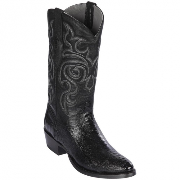 New Arrivals Los Altos Men's Ostrich Leg Cowboy Boots R-Toe | Black