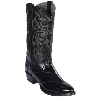 New Arrivals Los Altos Men's Black Eel Skin R-Toe Western Boots | Black