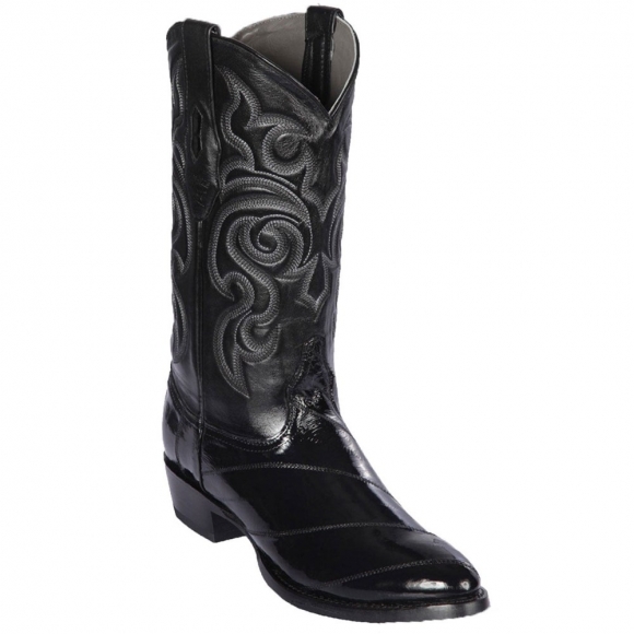 New Arrivals Los Altos Men's Black Eel Skin R-Toe Western Boots | Black