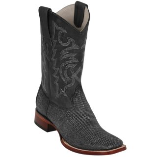 New Arrivals Los Altos Men's Sanded Black Lizard Cowboy Boots | Black