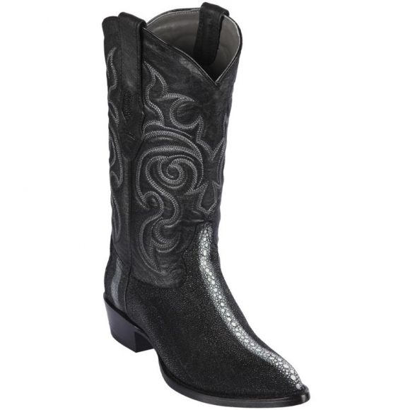 New Arrivals Los Altos Men's Stingray Rowstone J-Toe Cowboy Boots | Black