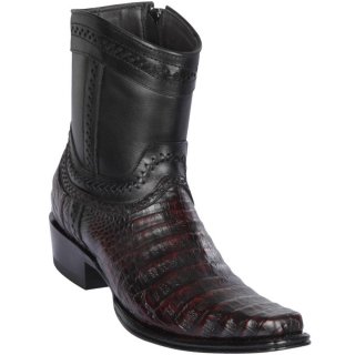 New Arrivals Los Altos Men's Caiman Belly Short Cowboy Boots Black Cherry | Black Cherry