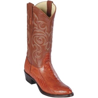 New Arrivals Los Altos Men's Cognac Round Toe Ostrich Leg Western Boots | Cognac