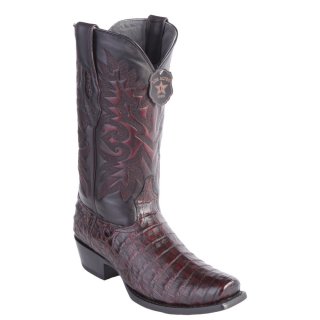 New Arrivals Los Altos Men's Black Cherry Caiman Belly Square Toe Cowboy Boots | Black Cherry