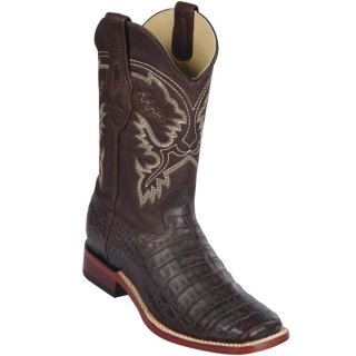 New Arrivals Los Altos Men's Caiman Brown Square Toe Cowboy Boots | Brown
