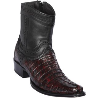 New Arrivals Los Altos Men's Caiman Tail Mens European Square Toe Boots | Black Cherry