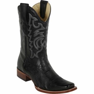 New Arrivals Los Altos Men's Ostrich Cowboy Boots Black Square Toe | Black
