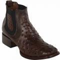 New Arrivals Los Altos Men's Mens Short Brown Ostrich Leather Boots Square Toe | Brown