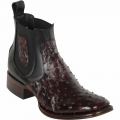 New Arrivals Los Altos Men's Short Square Toe Black Cherry Ostrich Leather Boots | Black Cherry