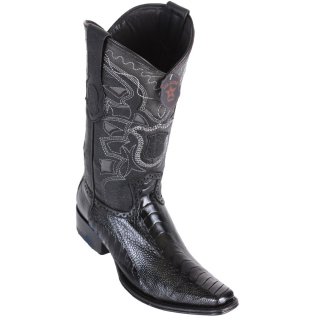 New Arrivals Los Altos Men's Ostrich Leg European Toe Western Boots | Black