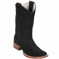 New Arrivals Los Altos Men's Square Toe Cowboy Suede Boots | Black