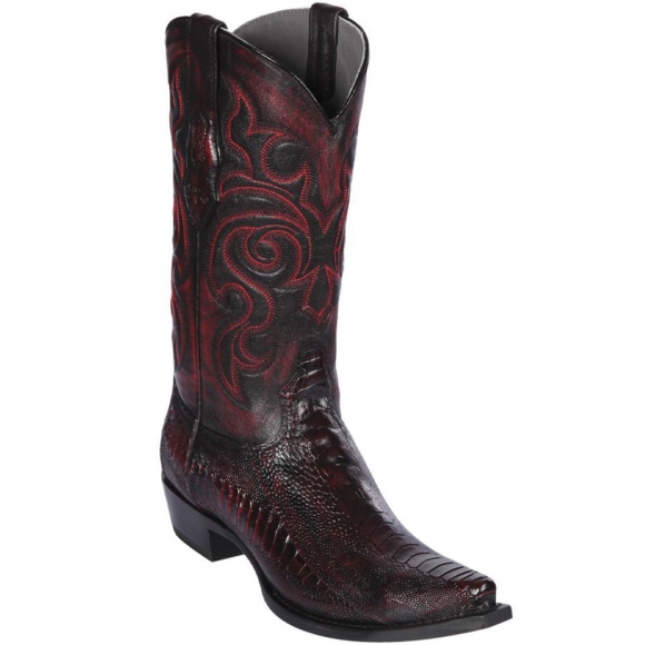 New Arrivals Los Altos Men's Black Cherry Ostrich Leg Cowboy Boots | Black Cherry