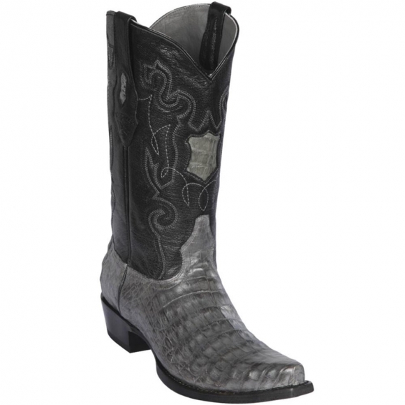 New Arrivals Los Altos Men's Grey Caiman Cowboy Boots - Snip Toe | Grey