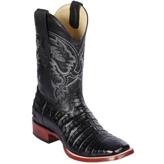 New Arrivals Los Altos Men's Black Caiman Square Toe Cowboy Boots | Black