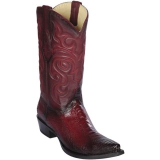 New Arrivals Los Altos Men's Ostrich Leg Snip Toe Faded Burgundy Western Boots | Burgundy