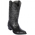 New Arrivals Los Altos Men's Black Ostrich Leg Snip Toe Western Boots | Black