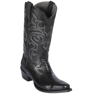 New Arrivals Los Altos Men's Black Ostrich Leg Snip Toe Western Boots | Black