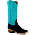 MACIE BEAN NEW ARRIVALS WOMEN'S LOONEY MOON WESTERN BOOTS - SQUARE TOE - NAVY