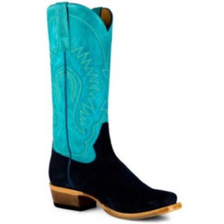 MACIE BEAN NEW ARRIVALS WOMEN'S LOONEY MOON WESTERN BOOTS - SQUARE TOE - NAVY