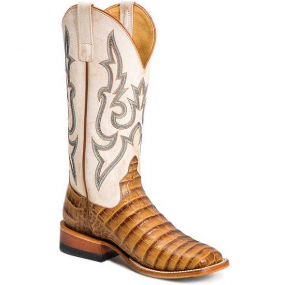 MACIE BEAN NEW ARRIVALS WOMEN'S SLICK RIKKI WESTERN BOOTS - BROAD SQUARE TOE - CREAM/BROWN