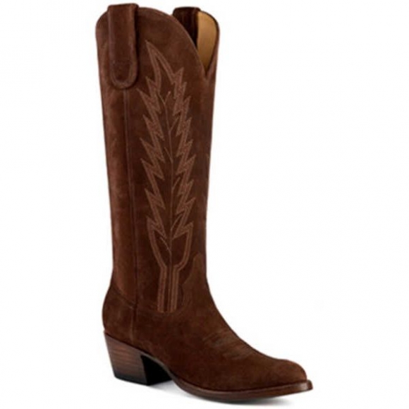 MACIE BEAN NEW ARRIVALS WOMEN'S LIFE'S LIKE A BOX OF CHOCOLATES SUEDE TALL WESTERN BOOTS - POINTED TOE - CHOCOLATE