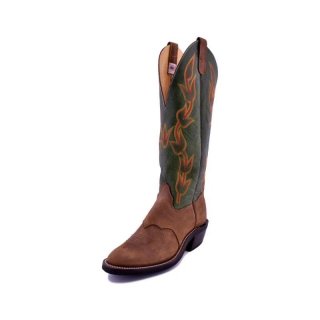 Olathe Europe Free Delivery Brown Oiled Pig DayHand Boots - Brown/Green