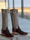 Olathe Europe Free Delivery Outpost x Evan Felker Cafe Carpincho Tall Top Boots - Dark Brown/Taupe
