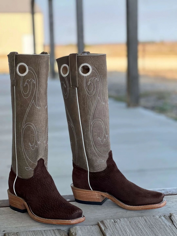 Olathe Europe Free Delivery Outpost x Evan Felker Cafe Carpincho Tall Top Boots - Dark Brown/Taupe