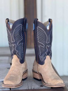 Olathe Europe Free Delivery Teak Crazyhorse O Toe Boots - Tan/Navy