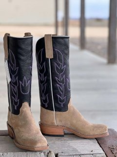 Olathe Europe Free Delivery Teak Crazyhorse Roughout/Black Kidskin Boots - Tan/Black