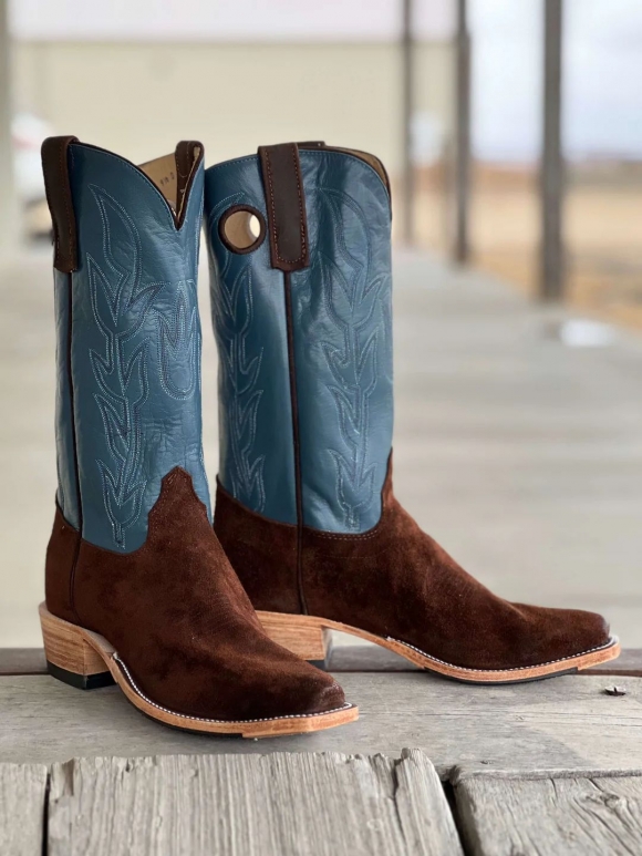 Olathe Europe Free Delivery Raiz Waxy Kudu KS Toe Boots - Chocolate/Blue